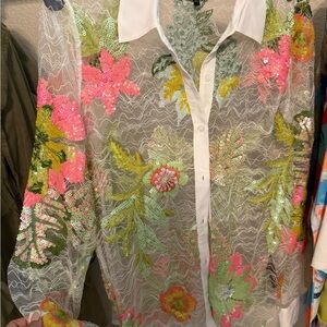 Floral Embroidered Sheer women’s Shirt